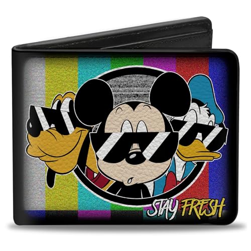 Buckle-Down Herren Pluto/Mickey Mouse/Donald Duck Stay Fresh Group Reisezubehr-Bi-Fold-Brieftasche, Mehrfarbig, Standard größe von Buckle-Down