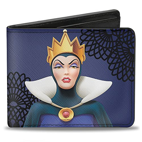 Buckle-Down Herren Snow White's Evil Queen + Old Witch Poses Lila/Black Reisezubehör-Bi-Fold-Brieftasche, Mehrfarbig, Default Size von Buckle-Down