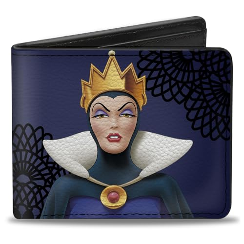 Buckle-Down Herren Snow White's Evil Queen + Old Witch Poses Purples/Black Reisezubehör-Bi-Fold-Brieftasche, Mehrfarbig, Standard größe von Buckle-Down
