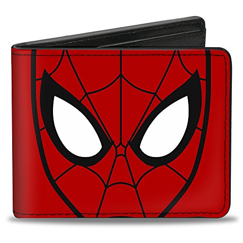 Buckle-Down Herren Spider-Man Face Close-UP + Spiders Red/Black Reisezubehr-Bi-Fold-Brieftasche, Mehrfarbig, Standard größe von Buckle-Down