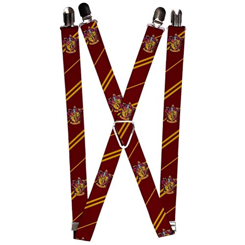 Buckle-Down Herren Suspenders-Gryffindor Crest/stripe2 Burgundy/Gold Strumpfhalter, Mehrfarbig, Einheitsgröße von Buckle-Down