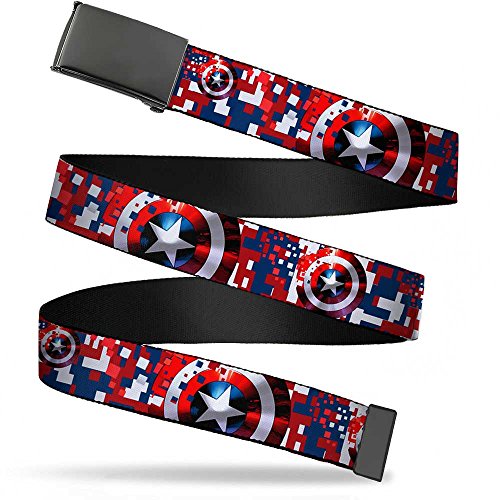 Buckle-Down Herren Web Belt Captain America 1.25" Gürtel, Mehrfarbig, 3 cm Breit-Passt Oben-107 cm Pant Größe von Buckle-Down