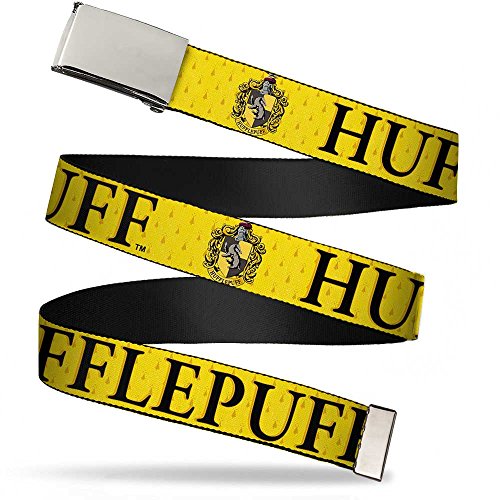 Buckle-Down Jungen Web Belt 1.5" Gürtel, Harry Potter Hufflepuff & Wappen Gelb/Schwarz, 4 cm Breit / 42 cm Hosen Größe von Buckle-Down