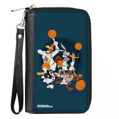 Buckle-Down Looney Tunes Geldbörse Zip Around Space Jam Toon Squad Team Pose Blau Vegan Leder, Blau, 7.5"x4.5", Casual von Buckle-Down