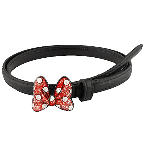 Buckle-Down Mädchen Disney Belt, Mouse Glitzer Schleife, schwarzer Veganer Lackledergürtel Gürtel, Minnie Maus, Weit 1.25 cm/108.75-123.75 cm von Buckle-Down