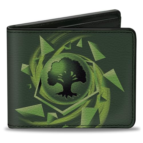 Buckle-Down Magic the Gathering Wallet Bifold Magic the Gathering Green Mana Tree Icon and Logo Greens Vegan Leather, Grün , 4.0" x 3.5", Casual von Buckle-Down