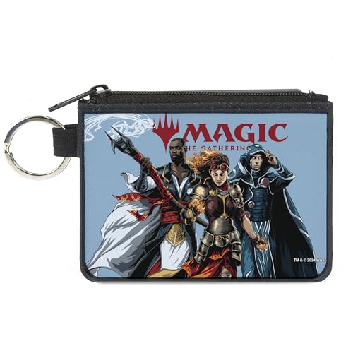 Buckle-Down Magic: The Gathering Geldbörse, Reißverschluss Clutch, Magic Three Planeswalker Group Pose und Titellogo Hellblau, Leinwand, Blau, X-SMALL, Casual von Buckle-Down