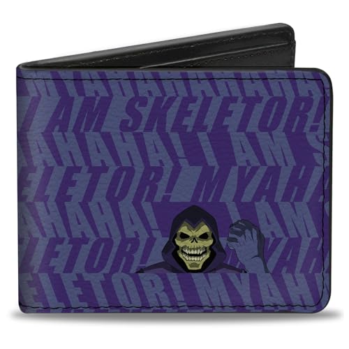 Buckle-Down Masters of the Universe Wallet Bifold Masters of the Universe I Am Skeletor Pose and Text Blues, Veganes Leder von Buckle-Down
