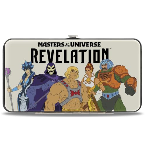 Buckle-Down Masters of the Universe Wallet Hinged Masters of the Universe Revelation Group Pose and Title Logo Vegan Leather, Weiss/opulenter Garten, 7" x 4", Casual von Buckle-Down