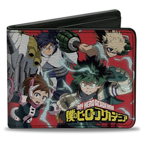 Buckle-Down My Hero Academia Geldbörse, Bifold, My Hero Academia Eight Character Group Pose und Logo Rot, veganes Leder von Buckle-Down