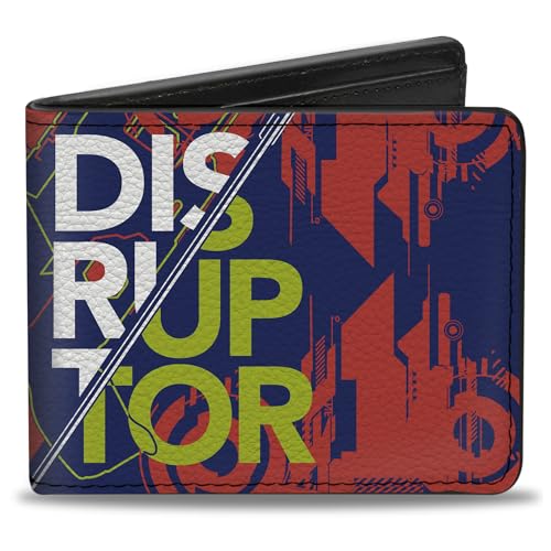 Buckle-Down Nerf Geldbörse Bifold Nerf Disruptor Engage Collage Blau Rot Weiß Gelb Veganes Leder von Buckle-Down