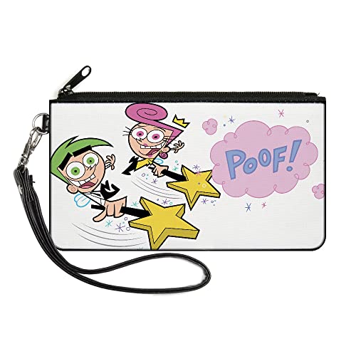 Buckle-Down Nickelodeon Geldbörse Reißverschluss Clutch, The Fairly Oddparents Cosmo und Wanda Poof Pose Weiß, Leinwand, 6.5" x 3.5", Casual von Buckle-Down