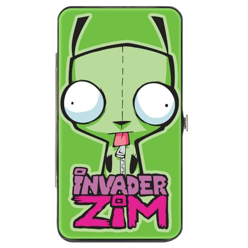 Buckle-Down Nickelodeon Geldbörse aufklappbar Invader Zim GIR Pose und Logo mit GIR und Trachtenpose grün veganes Leder, 7" x 4", Casual von Buckle-Down