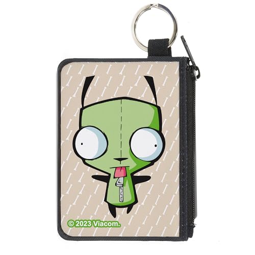 Buckle-Down Nickelodeon Geldbörse mit umlaufendem Reißverschluss, Invader Zim GIR Pose and Bone Tan White, Canvas, Weiss/opulenter Garten, X-SMALL, Casual von Buckle-Down