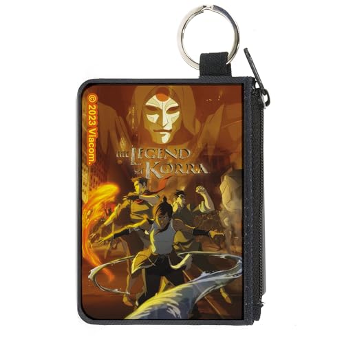 Buckle-Down Nickelodeon Geldbörse mit umlaufendem Reißverschluss, The Legend of Korra Group Action Pose und Amon Face Orange, Canvas, Orange/Abendrot im Zickzackmuster (Sunset Chevron), X-SMALL, von Buckle-Down