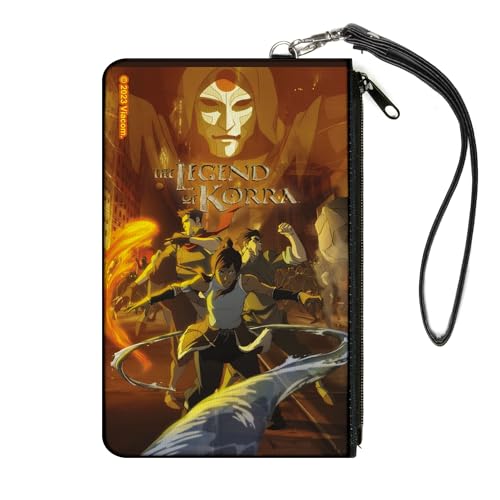 Buckle-Down Nickelodeon Zip Around Wallet The Legend of Korra Group Action Pose and Amon Face Orange Canvas, Orange/Abendrot im Zickzackmuster (Sunset Chevron), Large, Casual von Buckle-Down