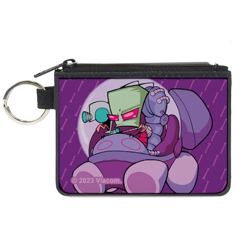 Buckle-Down Nickelodeon Zip Around Wallet Zip Clutch, Invader Zim und GIR Voot Cruiser Pose and Bone Purples, Canvas, Violett, X-SMALL, Casual von Buckle-Down