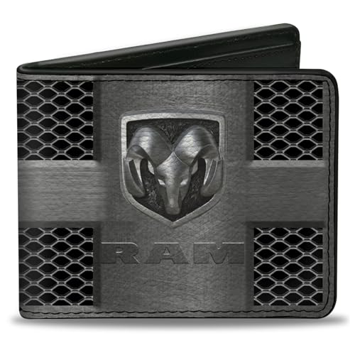 Buckle-Down PU Bifold Wallet – RAM Logo Grill Silber/schwarz von Buckle-Down