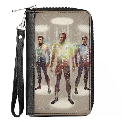 Buckle-Down Paramount Network Wallet Zip Around Star Trek Crew Trio Beam Transporter Pose Vegan Leder, 7.5"x4.5", Casual von Buckle-Down