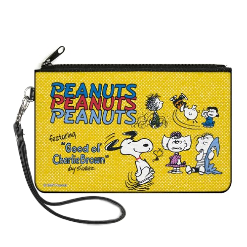 Buckle-Down Peanuts Geldbörse Reißverschluss Clutch Peanuts Gang Featuring Good Ol Charlie Brown Poses Yellow Canvas, gelb, Large, Casual von Buckle-Down
