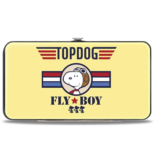 Buckle-Down Peanuts Geldbörse Scharnier Peanuts Snoopy Fly Boy Top Dog Flying Ace Gelb Blau Rot Veganes Leder von Buckle-Down
