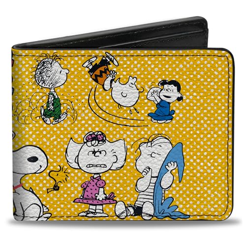 Buckle-Down Peanuts Wallet Bifold Peanuts Gang Featuring Good Ol Charlie Brown Poses Yellow Vegan Leather von Buckle-Down