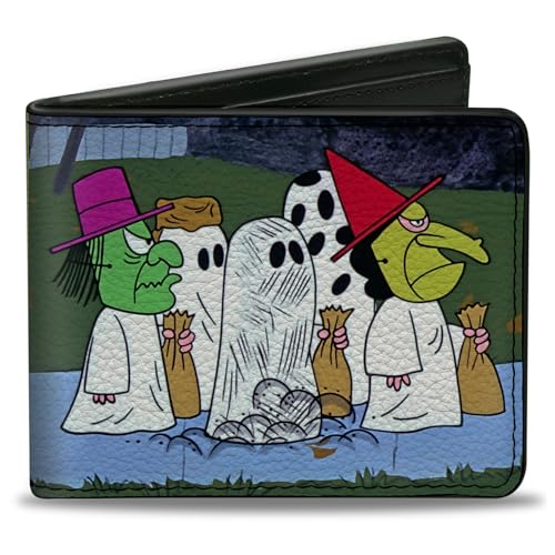 Buckle-Down Peanuts Wallet Bifold Peanuts Gang Halloween Trick or Treat Gruppenpose Veganes Leder, 4.0" x 3.5", Casual von Buckle-Down