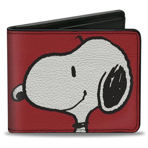 Buckle-Down Peanuts Worldwide LLC Wallet Bifold Peanuts Snoopy Smiling Profile Pose Red Vegan Leather, Rot/Ausflug, einfarbig (Getaway Solids), 4.0" x 3.5", Casual von Buckle-Down