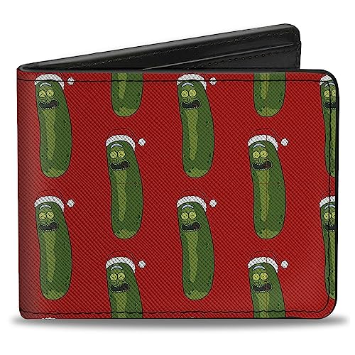 Buckle-Down Rick and Morty Geldbörse, Bifold, Holiday Pickle Rick Santa Clause Pose Rot, veganes Leder, Rot/Ausflug, einfarbig (Getaway Solids), 4.0" x 3.5", Casual von Buckle-Down