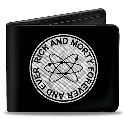 Buckle-Down Rick and Morty Geldbörse, Bifold, Rick and Morty Forever And Ever Logo Schwarz Weiß Veganes Leder, Schwarz, 4.0" x 3.5", Casual von Buckle-Down