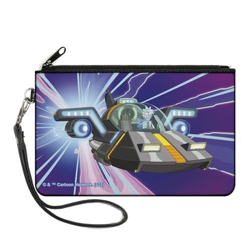 Buckle-Down Rick and Morty Wallet Zip Clutch Rick and Morty Rick Space Cruiser Pose Blues Canvas, Violett, Large von Buckle-Down