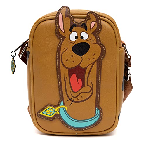 Buckle-Down Scooby Doo Umh?ngetasche Scooby Doo Smiling Face and Spots Brown Vegan Leather, Braun, 20,3 cm x 15,2 cm von Buckle-Down