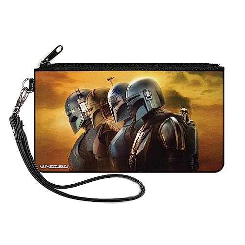 Buckle-Down Star Wars Geldbörse, Zip Clutch, The Mandalorian Series Poster Group Pose Clouds, Canvas, Large, Casual von Buckle-Down