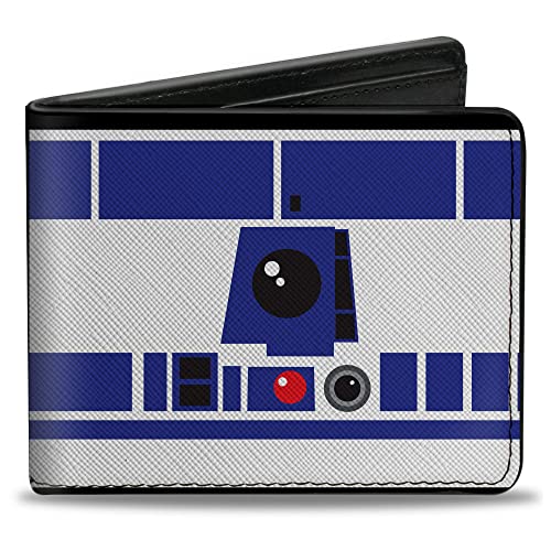 Buckle-Down Star Wars Geldbörse Bifold R2D2 Charakter Close Up White Gray Blue Veganes Leder, Blau, Grau, Weiß, 4.0" x 3.5", Casual von Buckle-Down