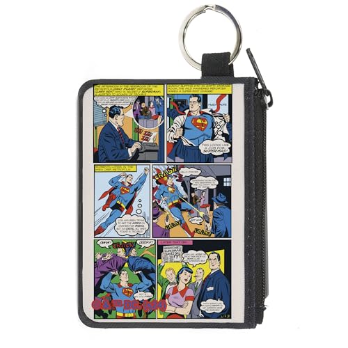 Buckle-Down Superman Geldbörse Reißverschluss Clutch Superman Clark Kent Retro Comic Szene Blöcke Canvas, Mehrfarbig, X-SMALL, Casual von Buckle-Down