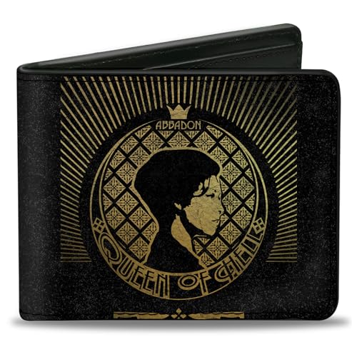 Buckle-Down Supernatural Geldbörse Bifold Supernatural Abbadon Queen of Hell Profile Pose Black Gold Vegan Leder, Schwarz, 4.0" x 3.5", Casual von Buckle-Down