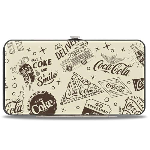 Buckle-Down The Coca-Cola Company Wallet Hinged Vintage Coca Cola Have a Coke and Smile Icons Collage Beige Veganes Leder von Buckle-Down