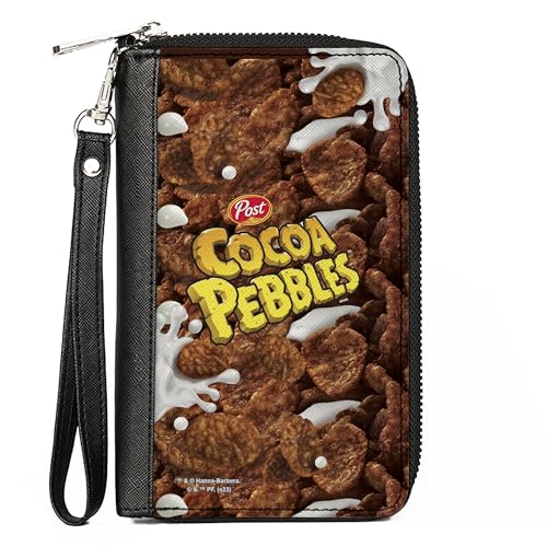 Buckle-Down The Flintstones Geldbörse mit Reißverschluss, Post Cocoa Pebbles Logo und Vivid Cereal Browns, veganes Leder, 7.5"x4.5", Casual von Buckle-Down