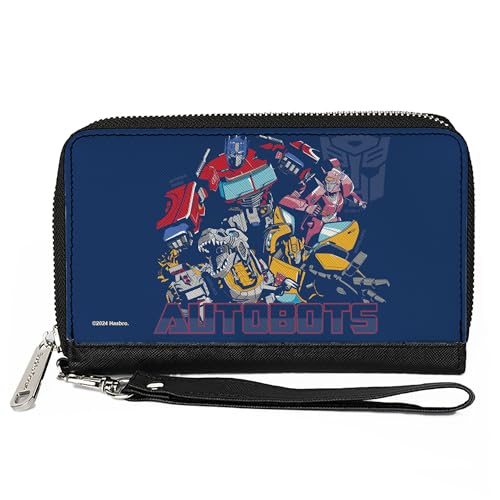 Buckle-Down Transformers Geldbörse, Bifold, Transformers Autobots Group Pose und Text Blues, veganes Leder, Blau, 7.5"x4.5", Casual von Buckle-Down