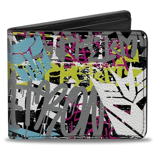Buckle-Down Transformers Geldbörse, Bifold, Transformers Icons and Names Graffiti Collage, mehrfarbig, veganes Leder von Buckle-Down