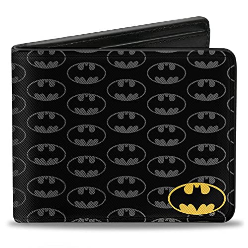 Buckle-Down Unisex Bifold Wallet Batman Reisezubehör-Bi-Fold-Brieftasche, Schwarz/Grau/Gelb, 4.0" x 3.5" von Buckle-Down