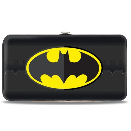 Buckle-Down Unisex Erwachsene Scharnier – Batman Icon zentriert/Fledermaus-Signalstreifen schwarz/gelb/grau, Geldbörse, Mehrfarbig, 7 x 4 US von Buckle-Down