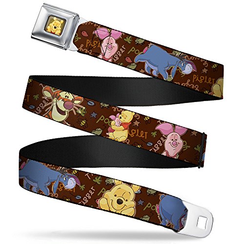 Buckle-Down Unisex-Erwachsene Face Full Color Radial Brown Fade Seatbelt Belt-Winnie The Pooh Character Poses Webbing Gürtel, Mehrfarbig, 1.5" Wide-24-38 Inches in Length von Buckle-Down