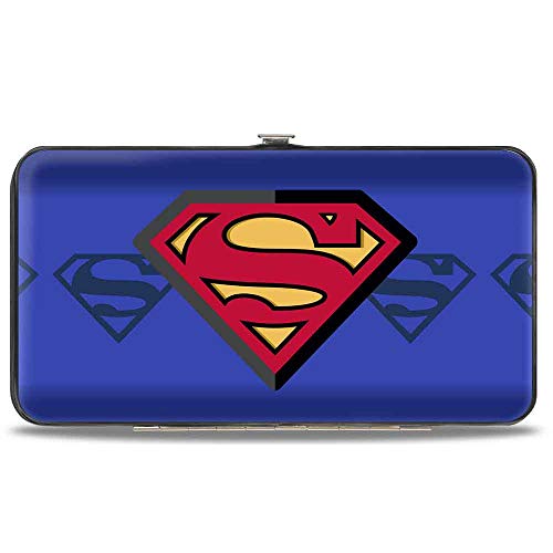 Buckle-Down Unisex Erwachsene Hinge – Superman Shield zentriert/Shield Stripe Blues Geldbörse, Mehrfarbig, 7 x 4 US von Buckle-Down