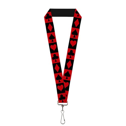 Buckle Down Unisex-Erwachsene Lanyard – 1.0 – Alice im Wunderland Karte Anzüge rot/schwarz Schlüsselanhänger, Mehrfarbig, Einheitsgröße von Buckle-Down