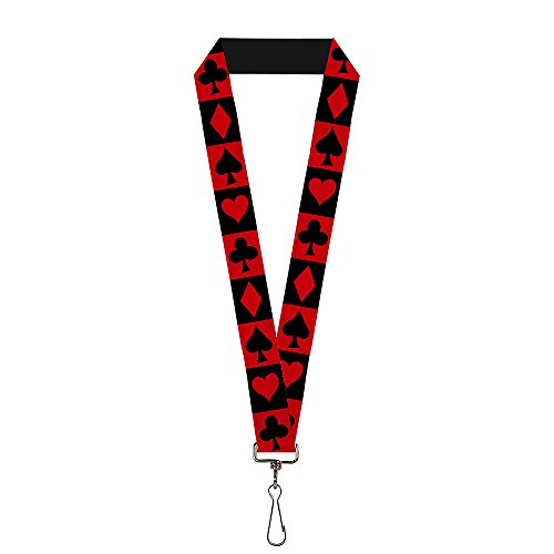 Buckle Down Unisex-Erwachsene Lanyard – 1.0 – Alice im Wunderland Karte Anzüge rot/schwarz Schlüsselanhänger, Mehrfarbig, Einheitsgröße von Buckle-Down