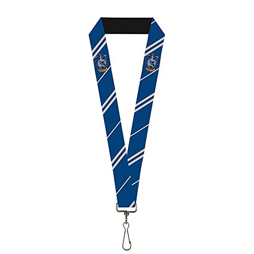 Buckle-Down Unisex Schlüsselband-2,5 cm-Ravenclaw Wappen/Streifen blau/grau Schlüsselanhänger, Mehrfarbig, One Size von Buckle-Down