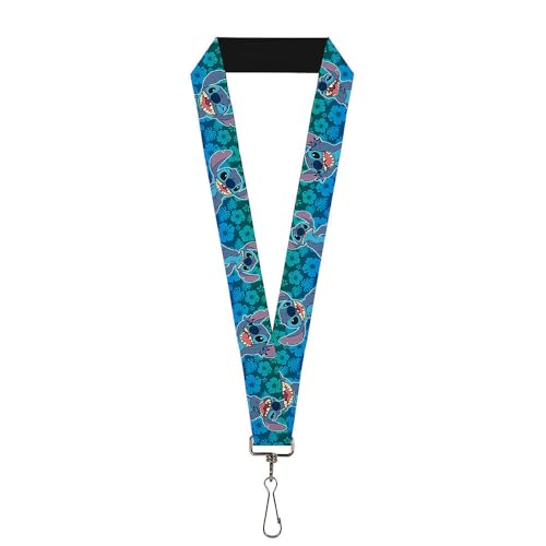 Buckle-Down Unisex-Erwachsene Lanyard-1.0-Stitch Expressions/Hibiscus Collage Green-bl Schlüsselanhänger, Mehrfarbig, Einheitsgröße von Buckle-Down