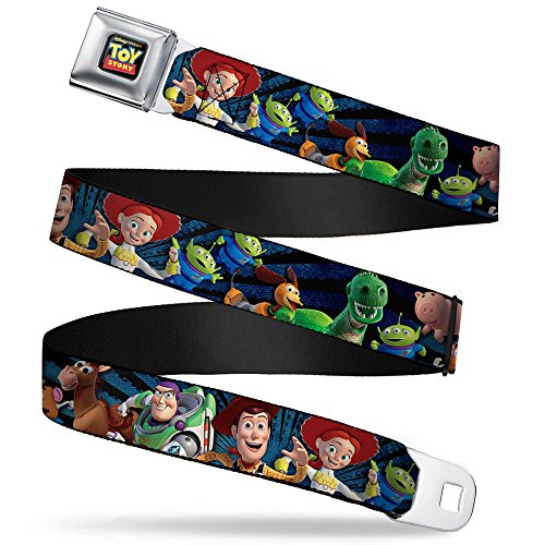 Buckle-Down Unisex-Erwachsene Logo Full Color Black Seatbelt Belt-Toy Story Characters Running Denim Rays X-Large Webbing Grtel, Mehrfarbig, 4 cm Breit-81/132 cm Länge von Buckle-Down