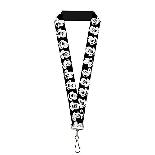 Buckle-Down Unisex-Erwachsene Schlüsselband – 1.0 – Mickey Mouse Expressions C/U schwarz/weiß Schlüsselanhänger, Mehrfarbig, Einheitsgröße von Buckle-Down